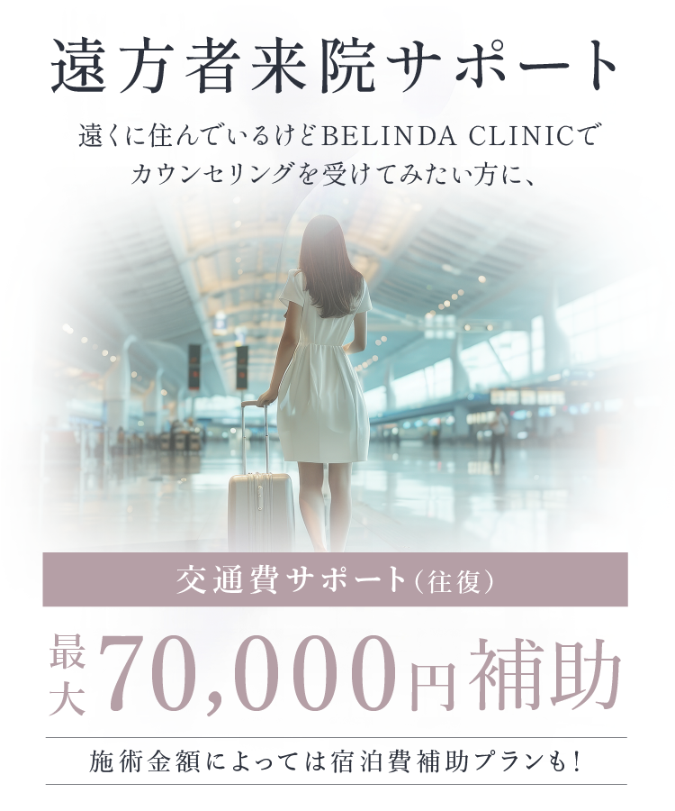 BELINDACLINIC交通費宿泊費補助制度